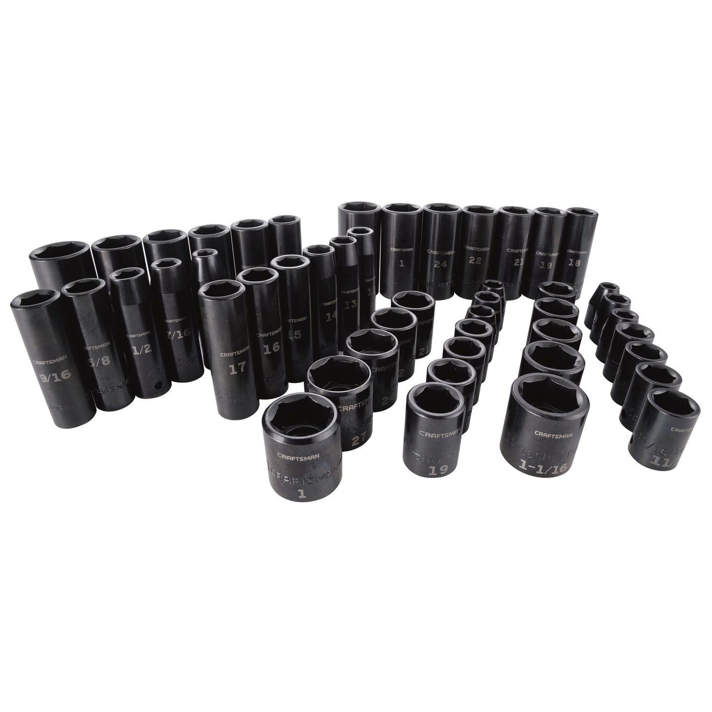 CRAFTSMAN 48-Piece Standard (SAE) and Metric Combination 1/2-in Drive Set 6-point Impact Socket Set CMMT16548