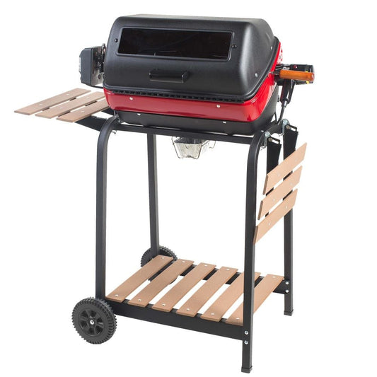 Americana Rotisserie with Shelf and Side Tables 1500-Watt Satin Black Electric Grill 9329U8.181