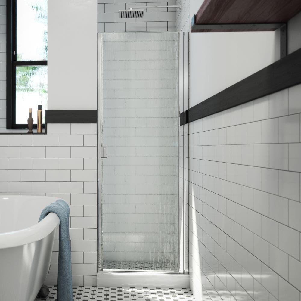 Arizona Shower Door R-Door Polished Chrome 27-in W x 66-in H Semi-frameless Patterned Glass Hinged Shower door