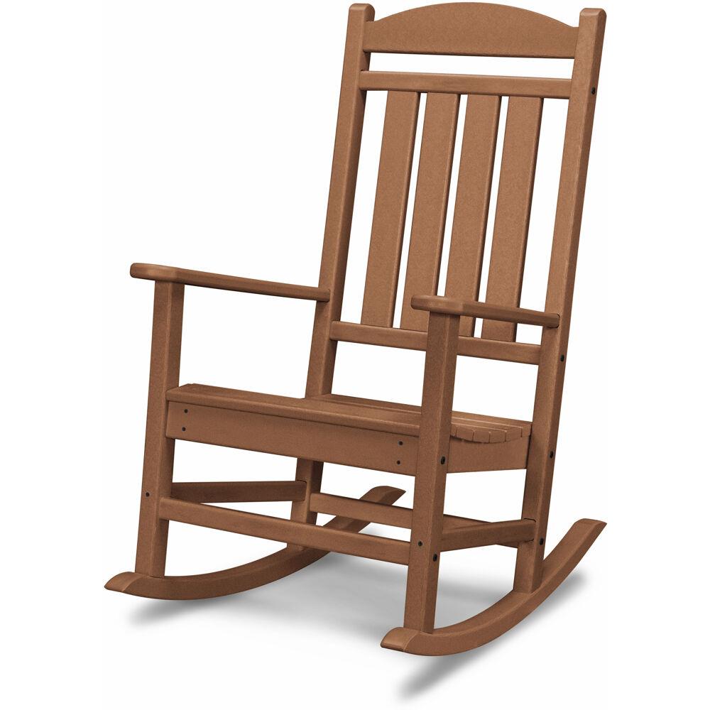 Hanover Brown HDPE Frame Rocking Chair with Brown Slat Seat