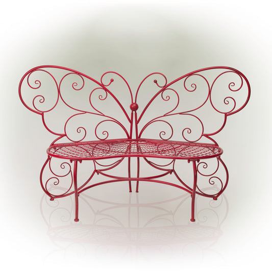 Alpine Corporation 26-in W x 38-in H Red Iron Garden Bench