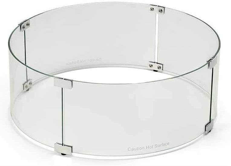 HPC Fire Round Fire Pit Glass Wind Guard (WG38-RD), 38-Inch