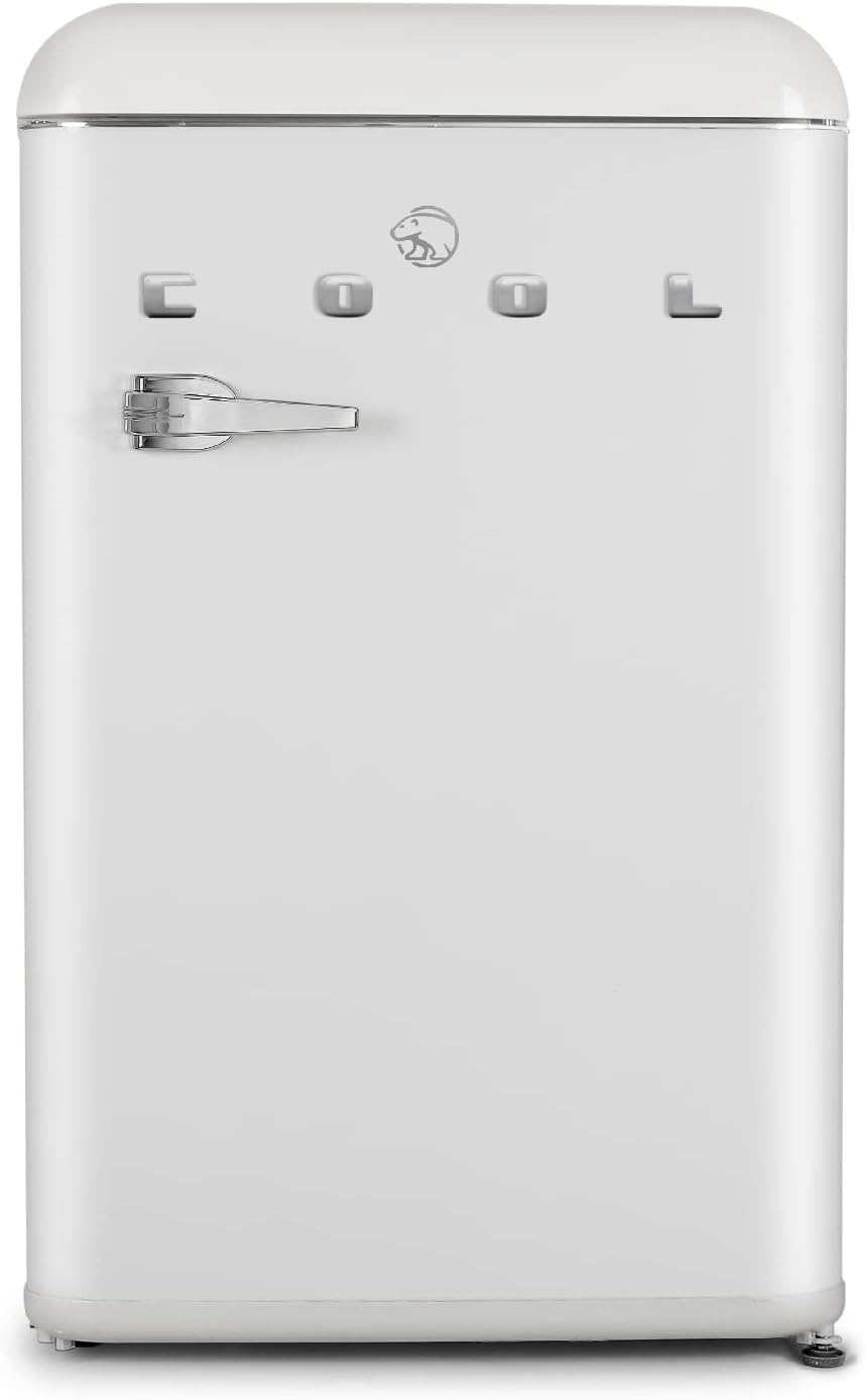 Commercial Cool CCRR4ALW 4.4 Cu. Ft, Vintage Style 2 Slide-Out Glass Shelves Refrigerator, White