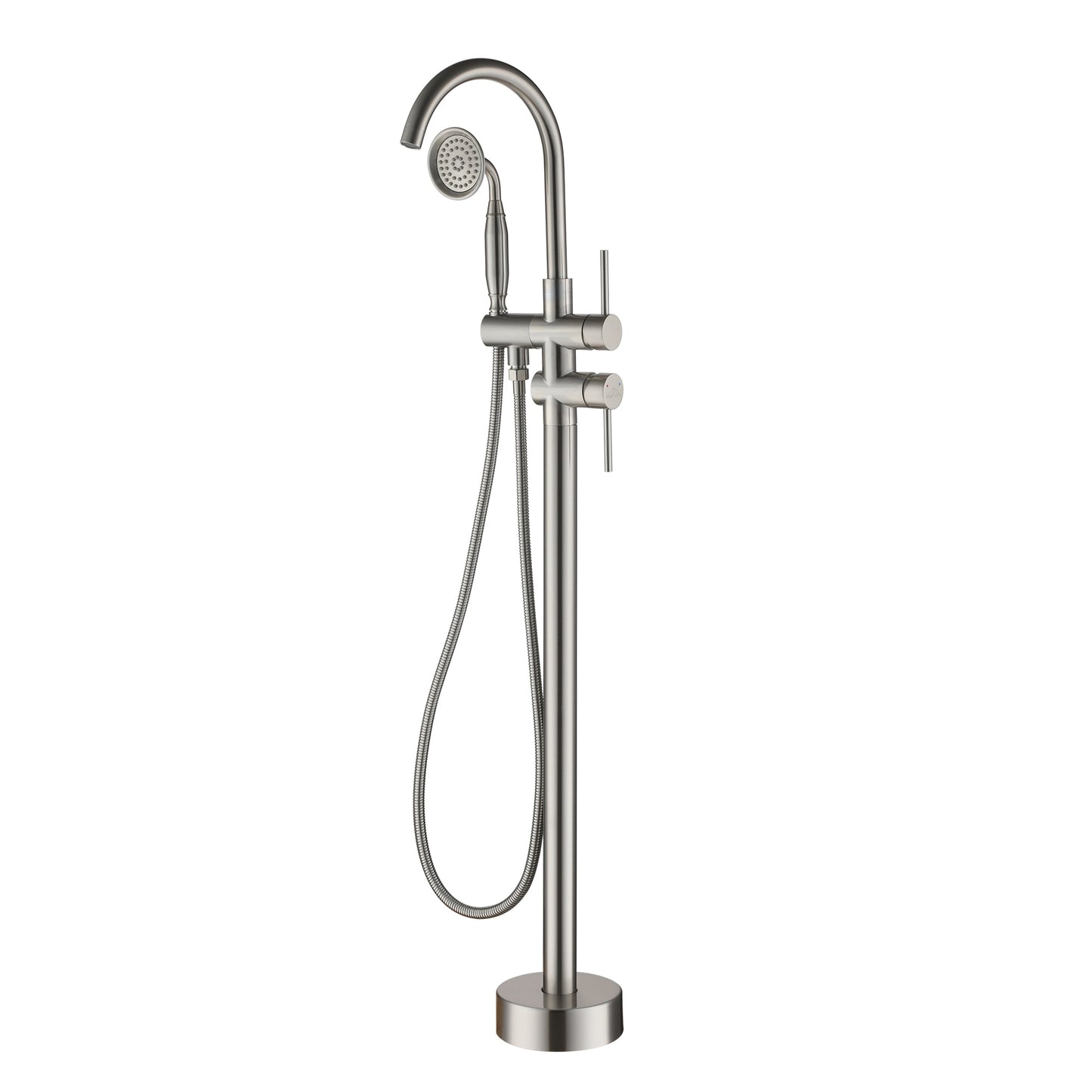 Clihome Brushed Nickel 2-handle Freestanding Swivel Bathtub Faucet with Hand Shower ( Valve Included )