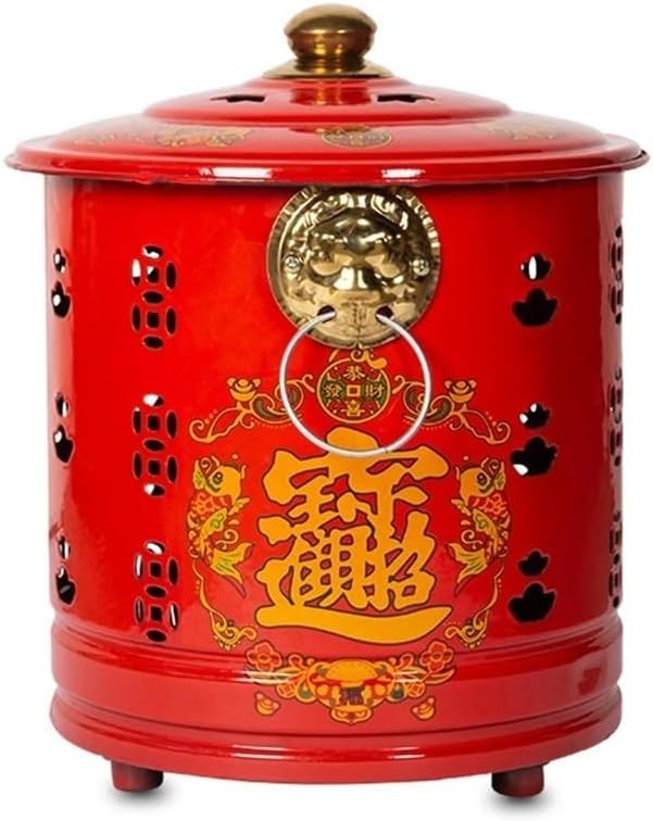 MeQibin Iron Burn Barrel, Incinerator Cage with Lid, Paper Burning Barrel, Trash Burning Containers, Suitable for Paper, Leaves, Trash and Wood(9.8x12.9in)