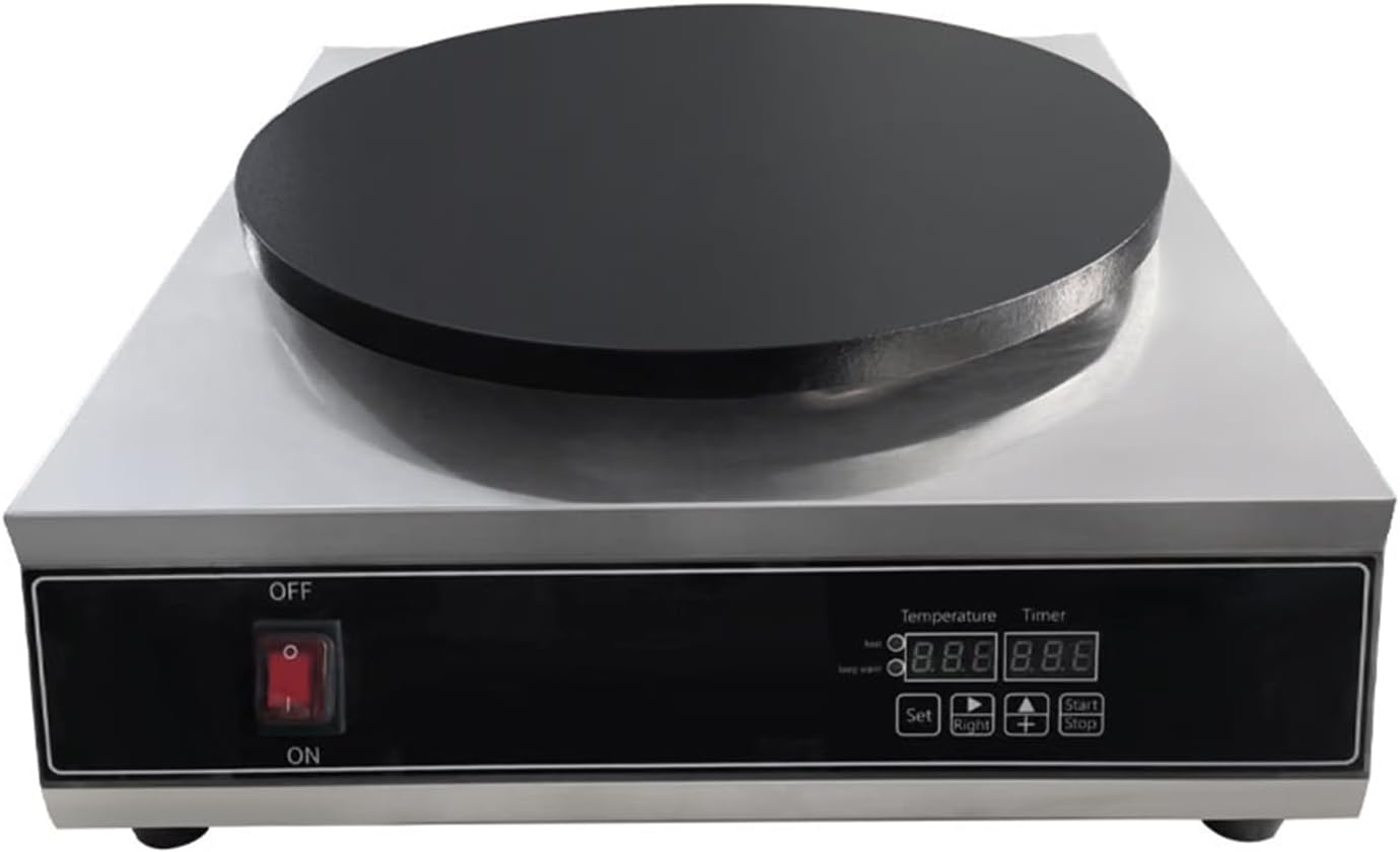 Commercial Electric Crepe Maker, 16" Non-Stick 2000W Crepe Machine Adjustable Temperature Control, Thickened Cast Iron Cooking Surface Pancakes Maker Griddle with Handle