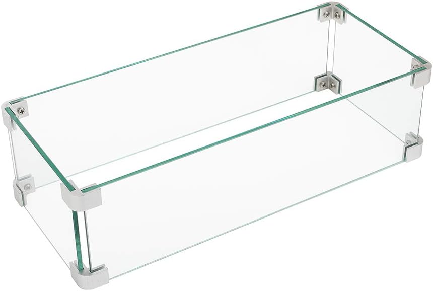 SUNBURY Glass Wind Guard Fence, 36 x 10 x 5.5 Inch Rectangle Fire Table Accessory Shield