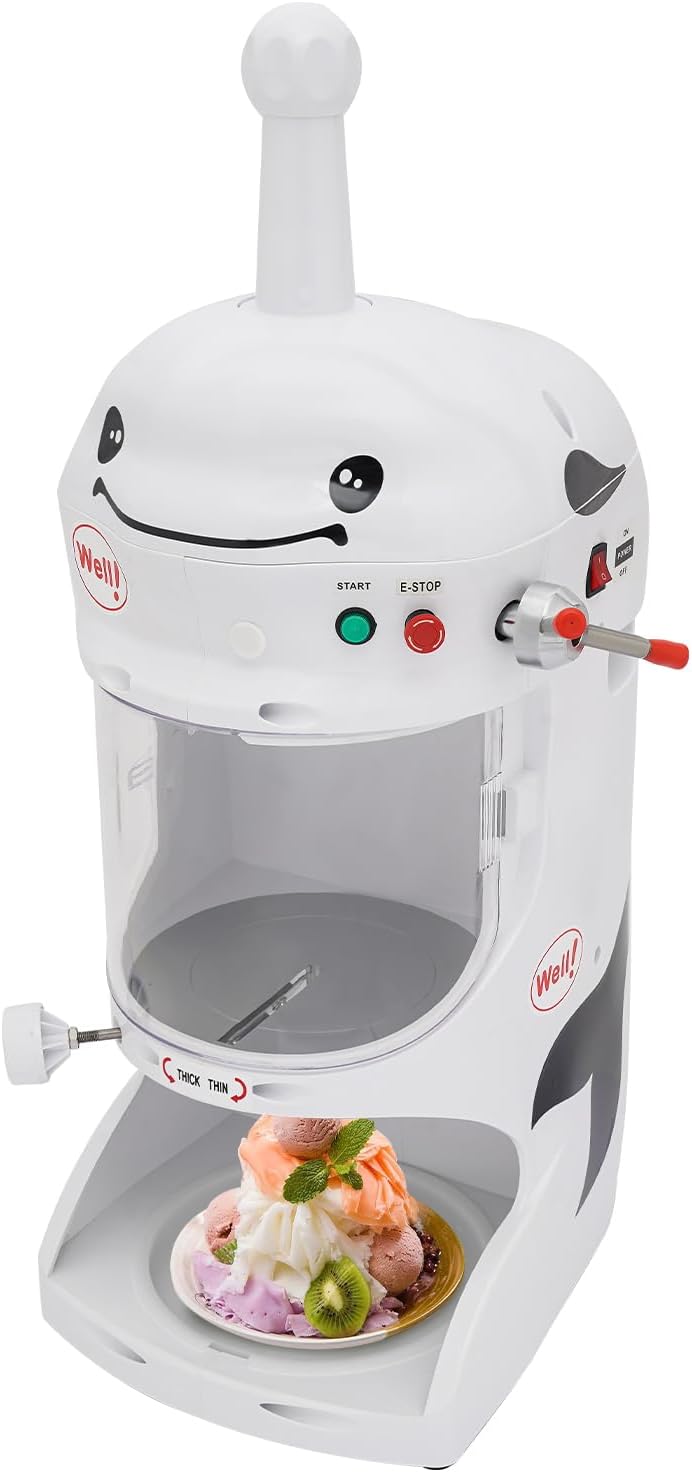Commercial Shaved Ice Machine, 350W 110V Ice Shaver Crusher with Stainless Steel Bucket, Snow Cone Machine Electric Ice Shaver Snowball Machine for Home Coffee Shop, 12.6 * 16.5 * 33.8 In