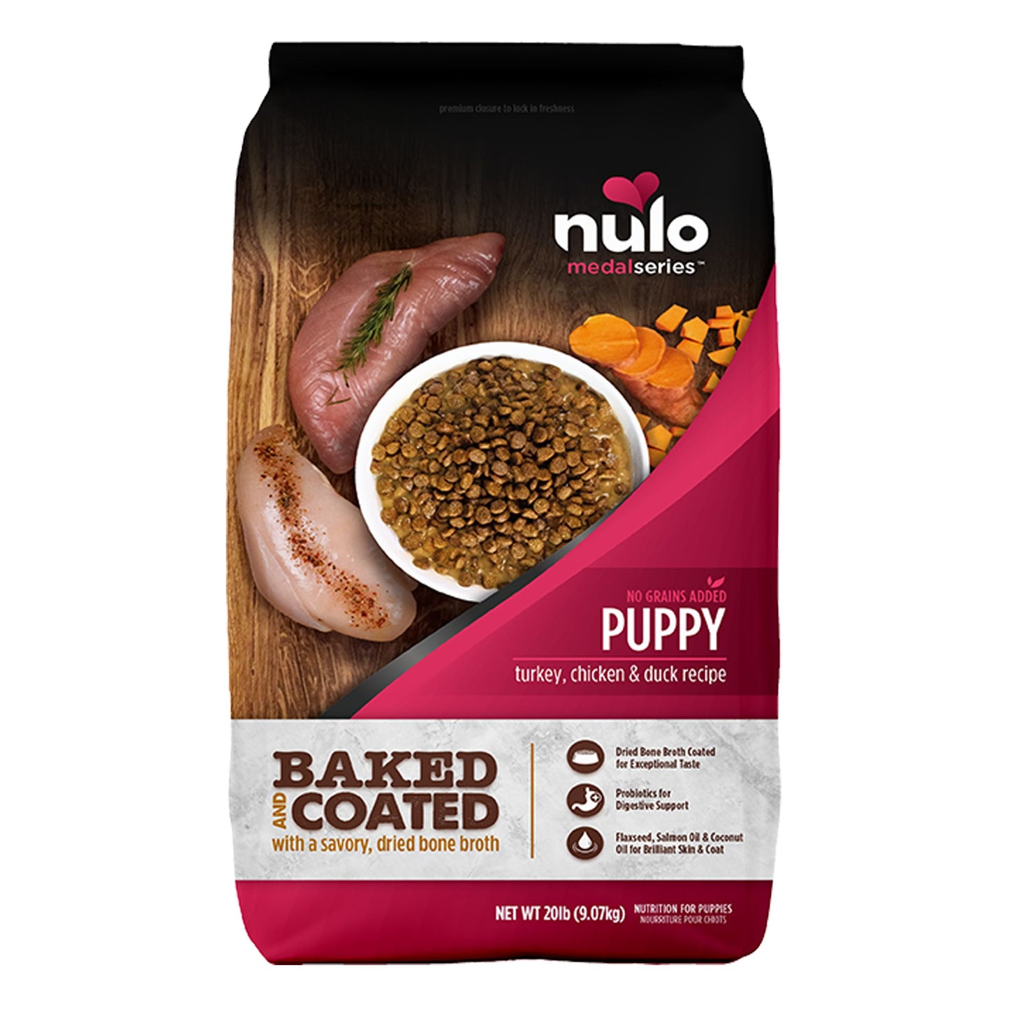 Nulo MedalSeries Baked & Coated Puppy Dry Dog Food - Turkey, Chicken & Duck 4 Lb