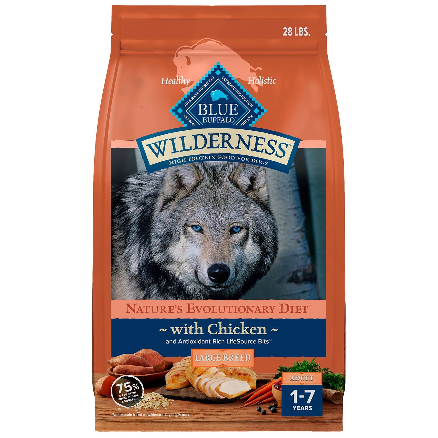 Blue Buffalo Wilderness Nature's Evolutionary Diet Large Breed Adult Dry Dog Food - Chicken
