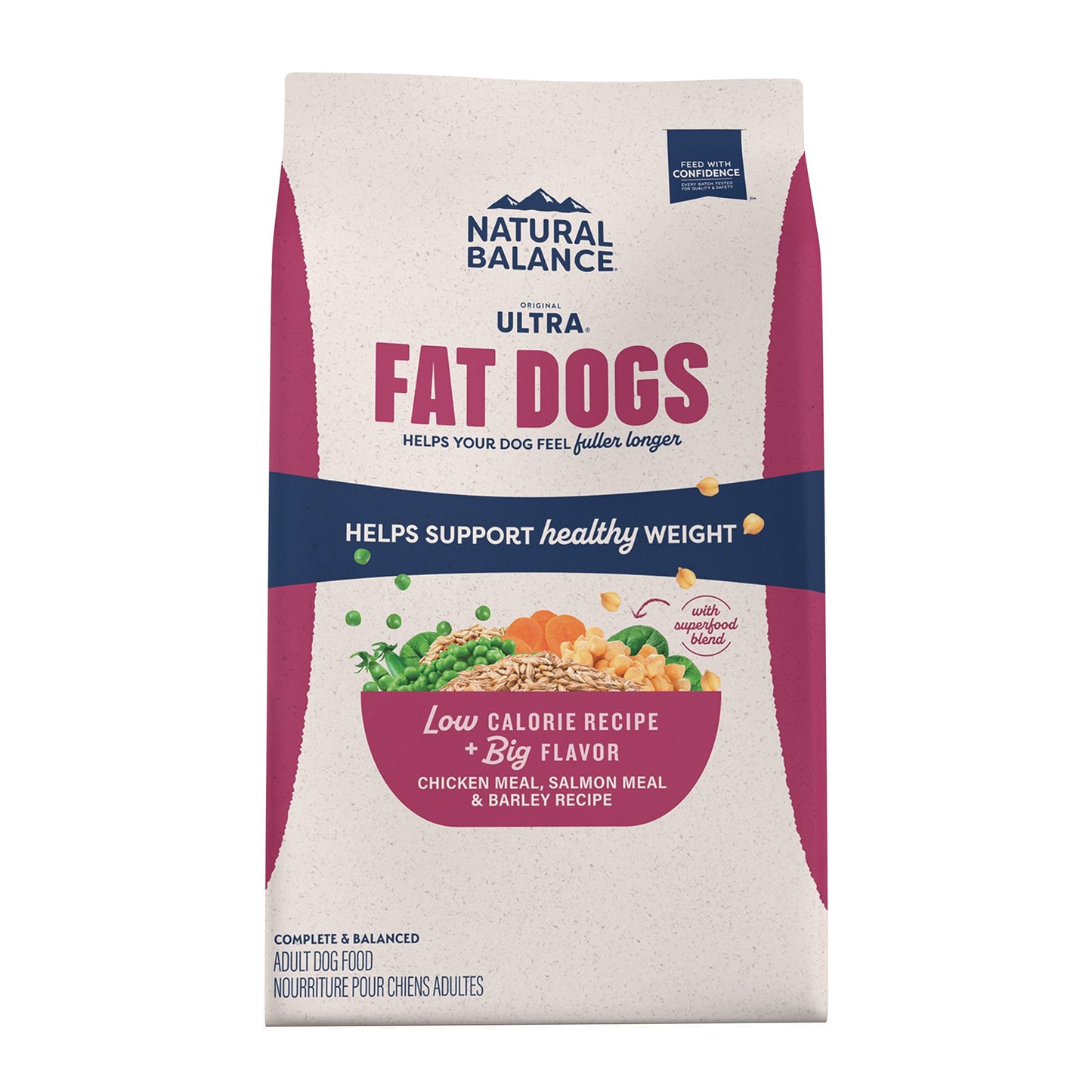 Natural Balance Ultra Fat Dogs Weight Control Dog Food for Adults Chicken, Salmon, Barley 4 Lb