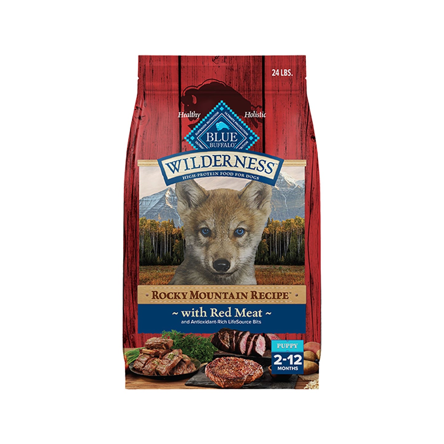 Blue Buffalo Wilderness Rocky Mountain Recipe Puppy Dry Dog Food - Red Meat 24 Lb