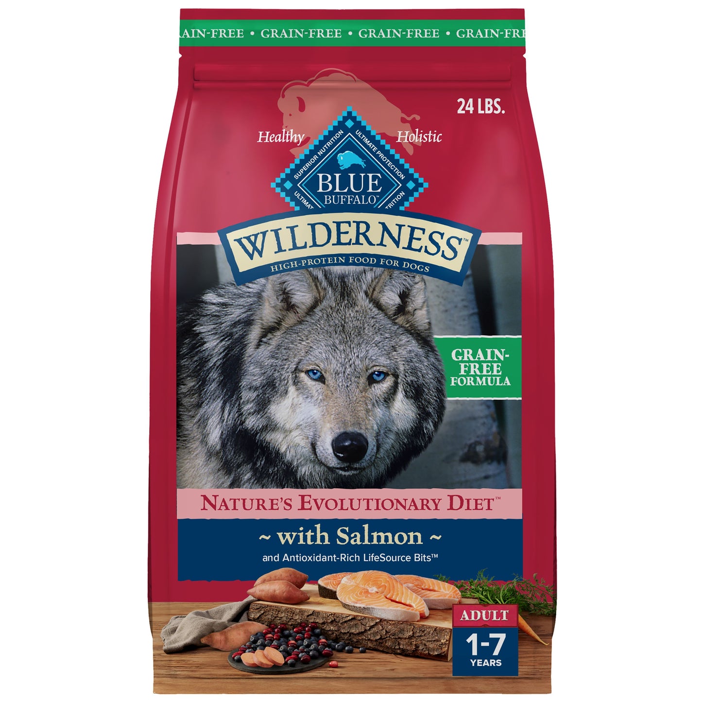 Blue Buffalo Wilderness Nature's Evolutionary Diet Adult Dog Dry Food - Grain Free, Salmon 4.5 Lb