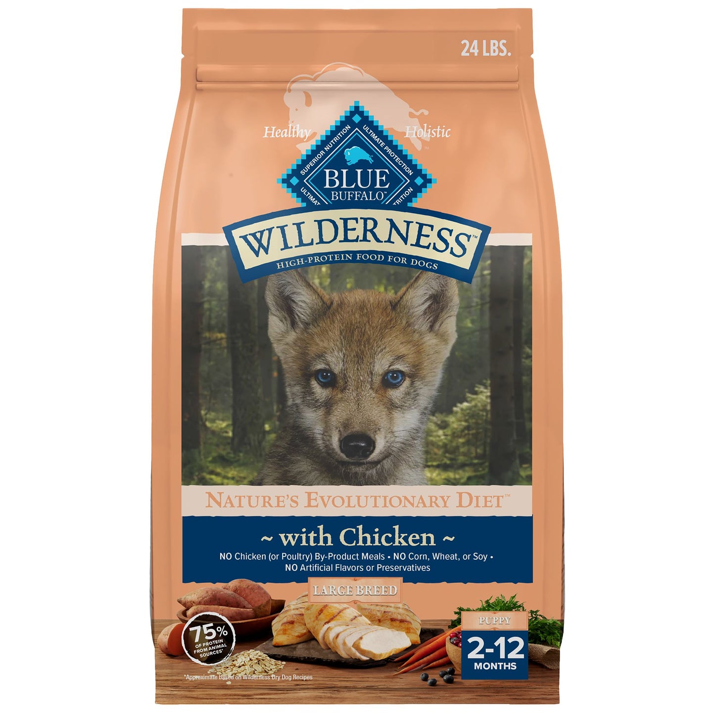 Blue Buffalo Wilderness Nature's Evolutionary Diet Large Breed Puppy Dry Dog Food - Chicken, 24 lb