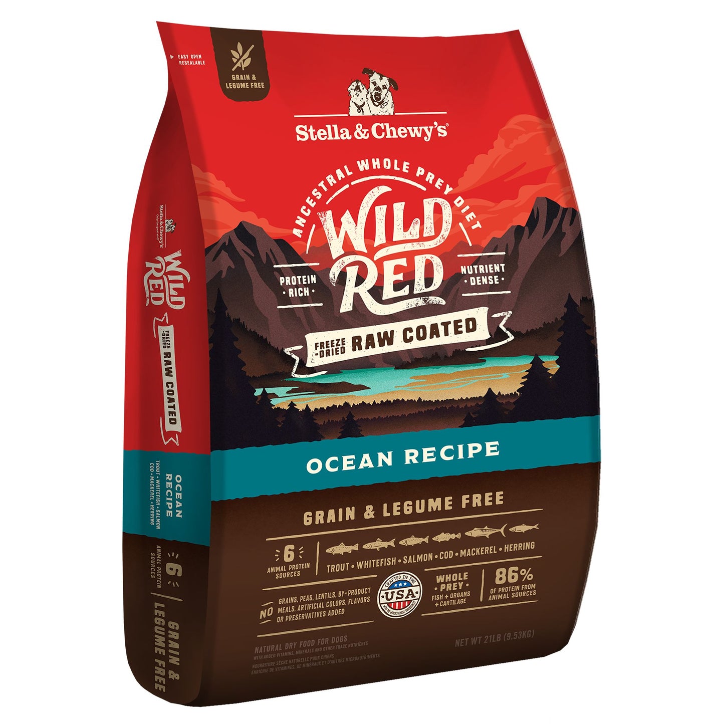 Stella & Chewy's Wild Red Raw Coated All Life Stages Dry Dog Food - Grain & Legume Free, Ocean 3.5 Lb