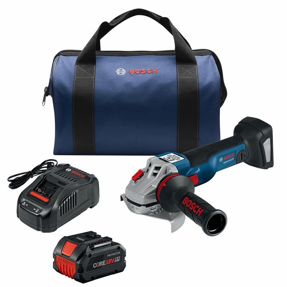 Bosch PROFACTOR 5-in 18-volt 8 Amps Sliding Switch Brushless Cordless Angle Grinder (Charger Included and 1-Battery) GWS18V-10B14