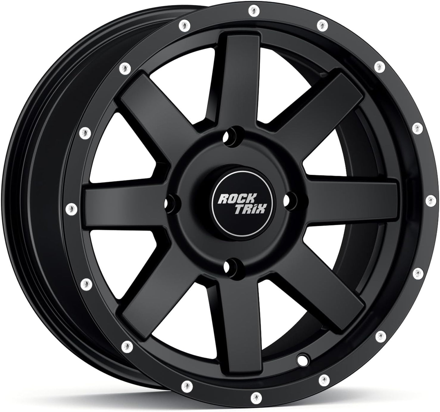 RockTrix RT106 15in Wheel 15x7 4x137, 4+3 Offset, ATV UTV SxS Rim, Compatible with Can Am Commander Max Defender Max Pro Maverick X3 Maverick Trail, 4\/137 Matte Black