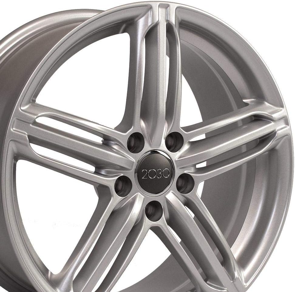 OE Wheels AU12 18 Inch Rim Fits RS6 Style 5x112 18x8 Gloss Silver - Hollander 58840 (1)