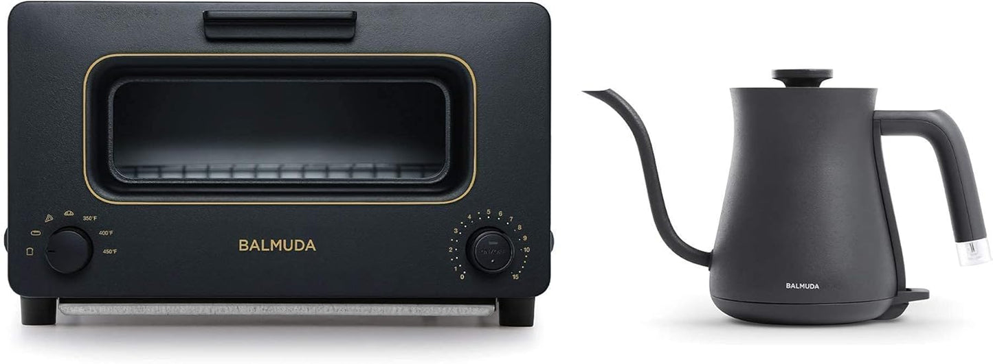 Combo Pack in Black | BALMUDA The Toaster & BALMUDA The Kettle | Steam Toaster and Electric Gooseneck Kettle | Black Combo