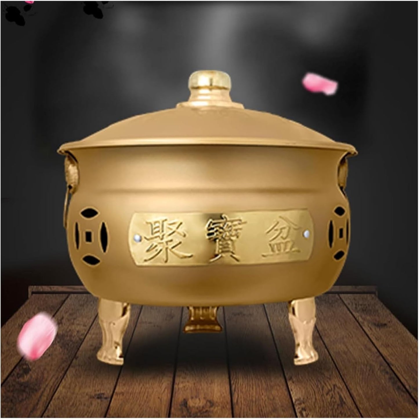 Smokeless Burn Barrel,Burn Barrel, Trash Burning Barrels for Outside,Portable incinerators,with Anti-scalding Handle Burn Barrel,(Gold,36cm(14.2in))
