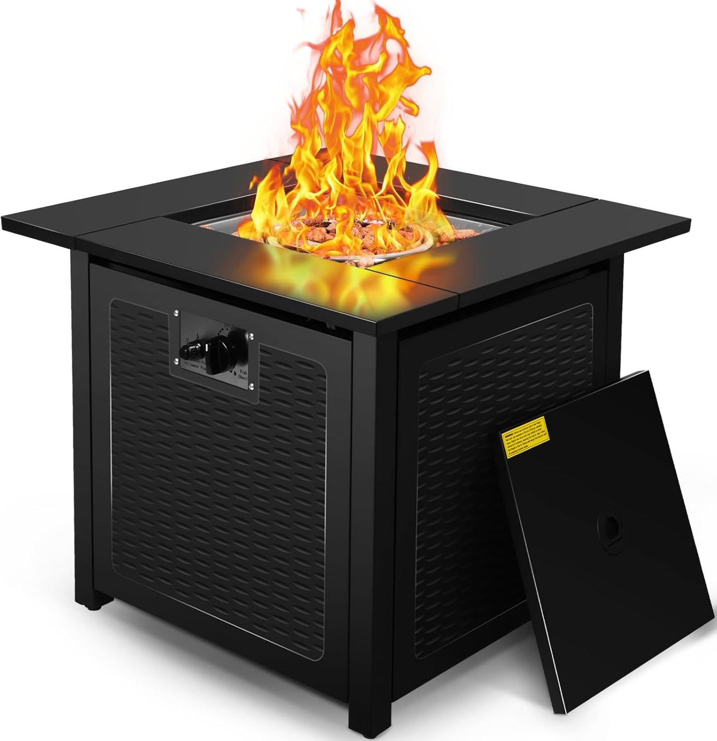 hykolity 28 inch Fire Pit Table, 50000 BTU Patio Heater, 2 in 1 Outdoor Gas Fire Pit with Removable Lid & Lava Stone, CSA-Certified for Gas Fire Pit, Deck Garden Backyard