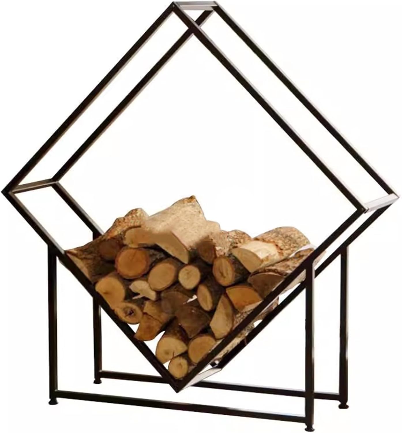 GTPBAO Homestay Square Firewood Log Rack - Wrought Iron Wood Stacking Holder for Wood Burning Stove/Outside Firepits, 105×30×115cm