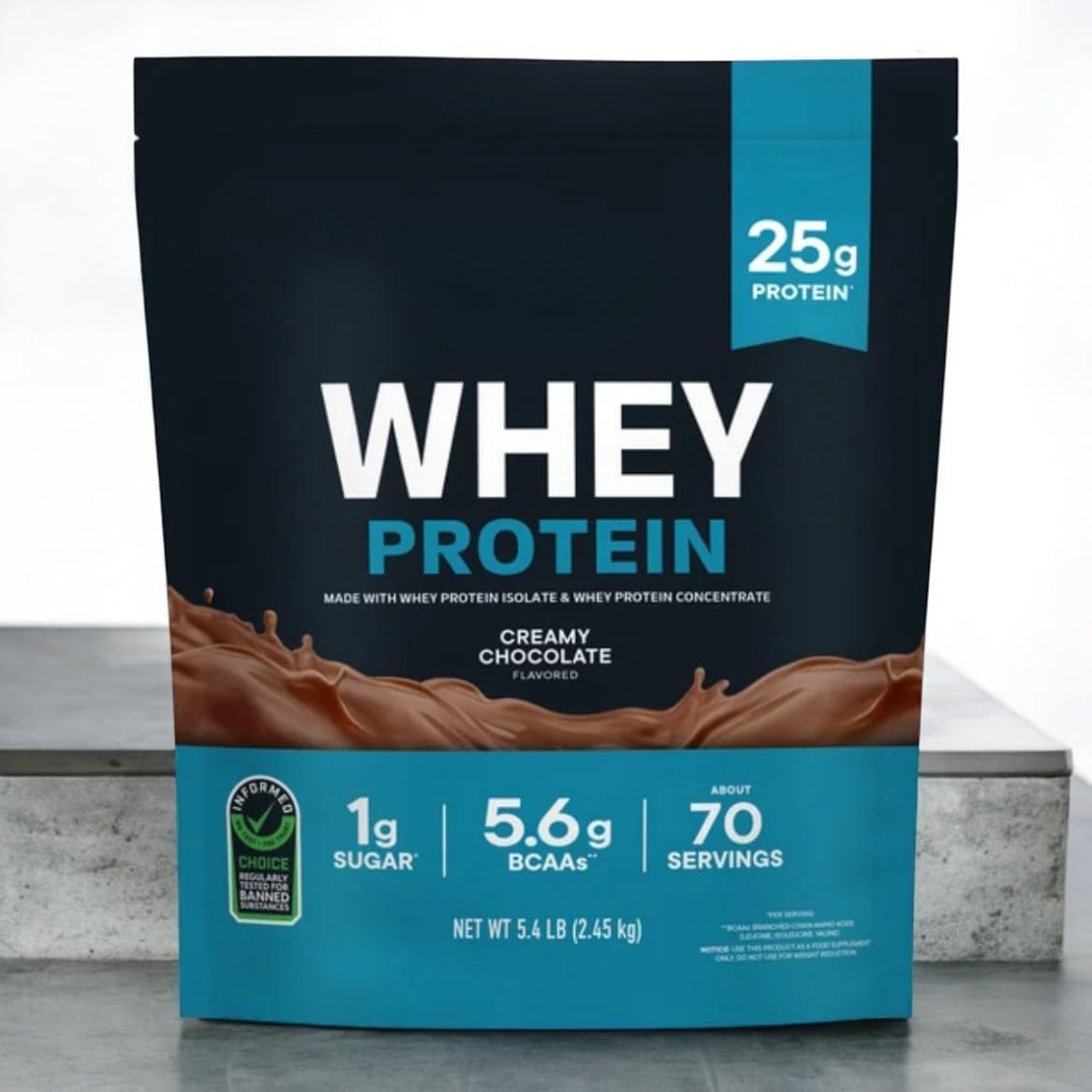 Whey Protein Powder β Creamy Chocolate, 5.4 lbs | 25g Protein + BCAAs | Low Sugar & Carbs