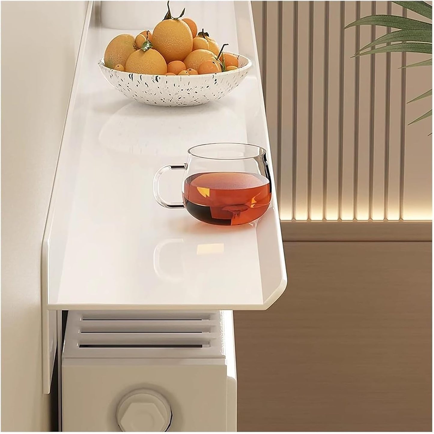 Radiator cover with ventilation slats, Radiator Top Cover Metal Shelf Splicable for Living Room Bedroom Office Kitchen(160cm\/63in(2 section))