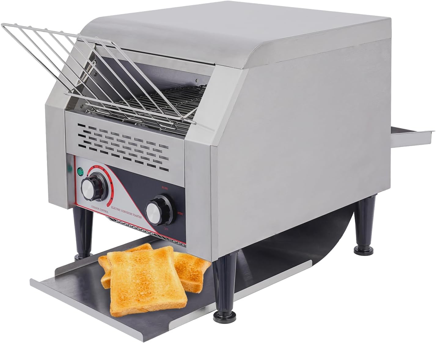 Commercial Conveyor Toaster 1.9KW Stainless Steel Heavy-Duty Toasters 300 Slicers/Hour Conveyor Toaster Oven for Buns, Donuts, Toast, Sandwiches,Bagel