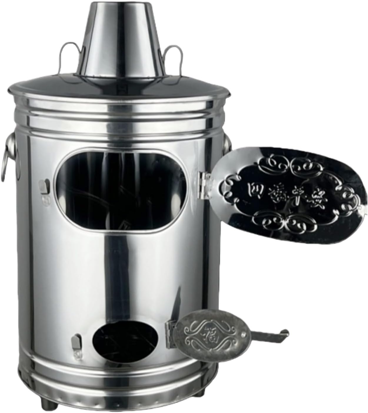 Incinerator, Burn Barrel, Outdoor Metal Trash can, Lid with Chimney, Fire Hook, Tripod, Smoke Pipe, for Garden Leaves Branches(30cm\/12in)