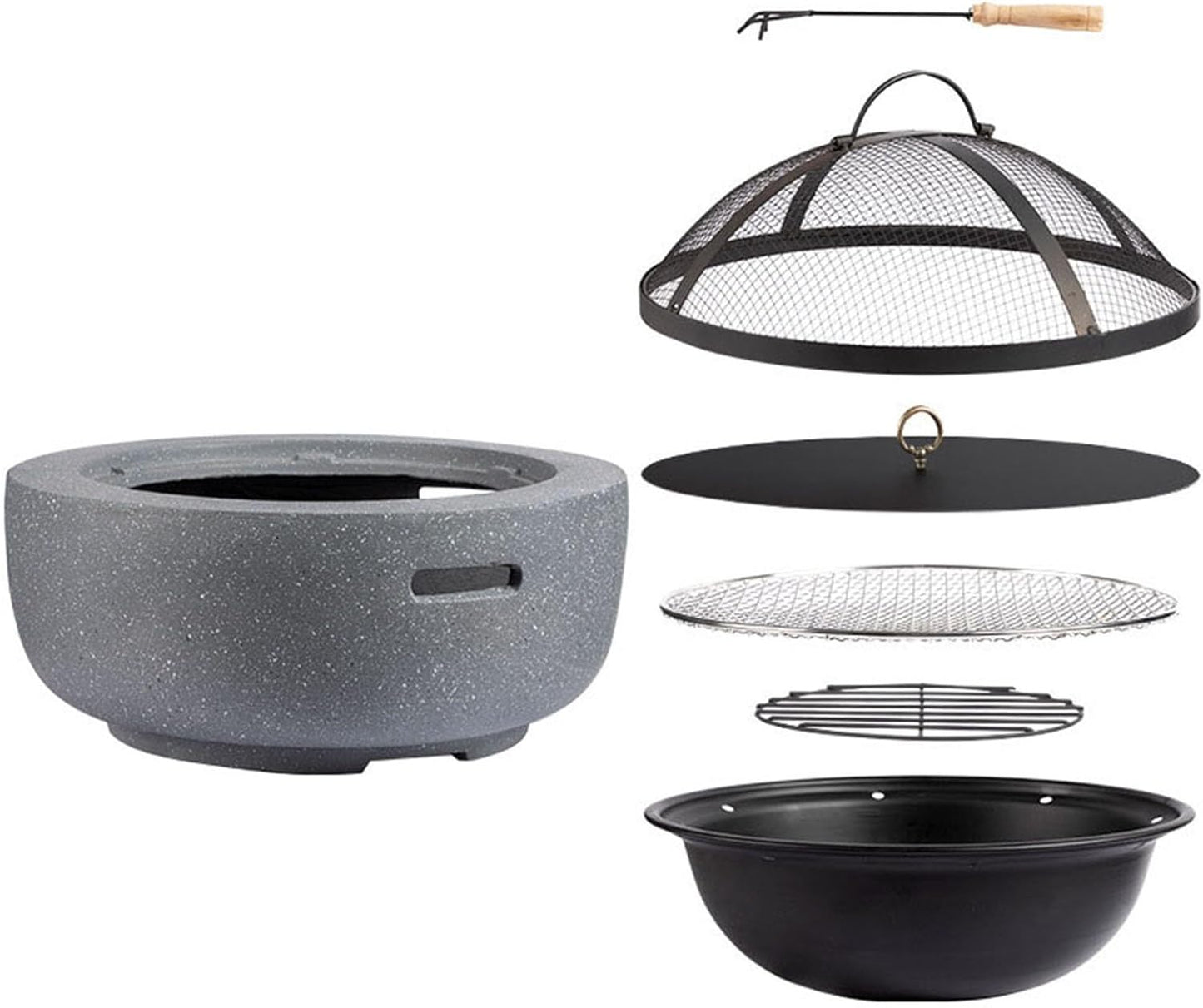 EliteBloom Clay Charcoal Stove Portable Grill, 18\/24In Outdoor Fire Pit Table, Barbecue and Charcoal Stove, Gray,Small