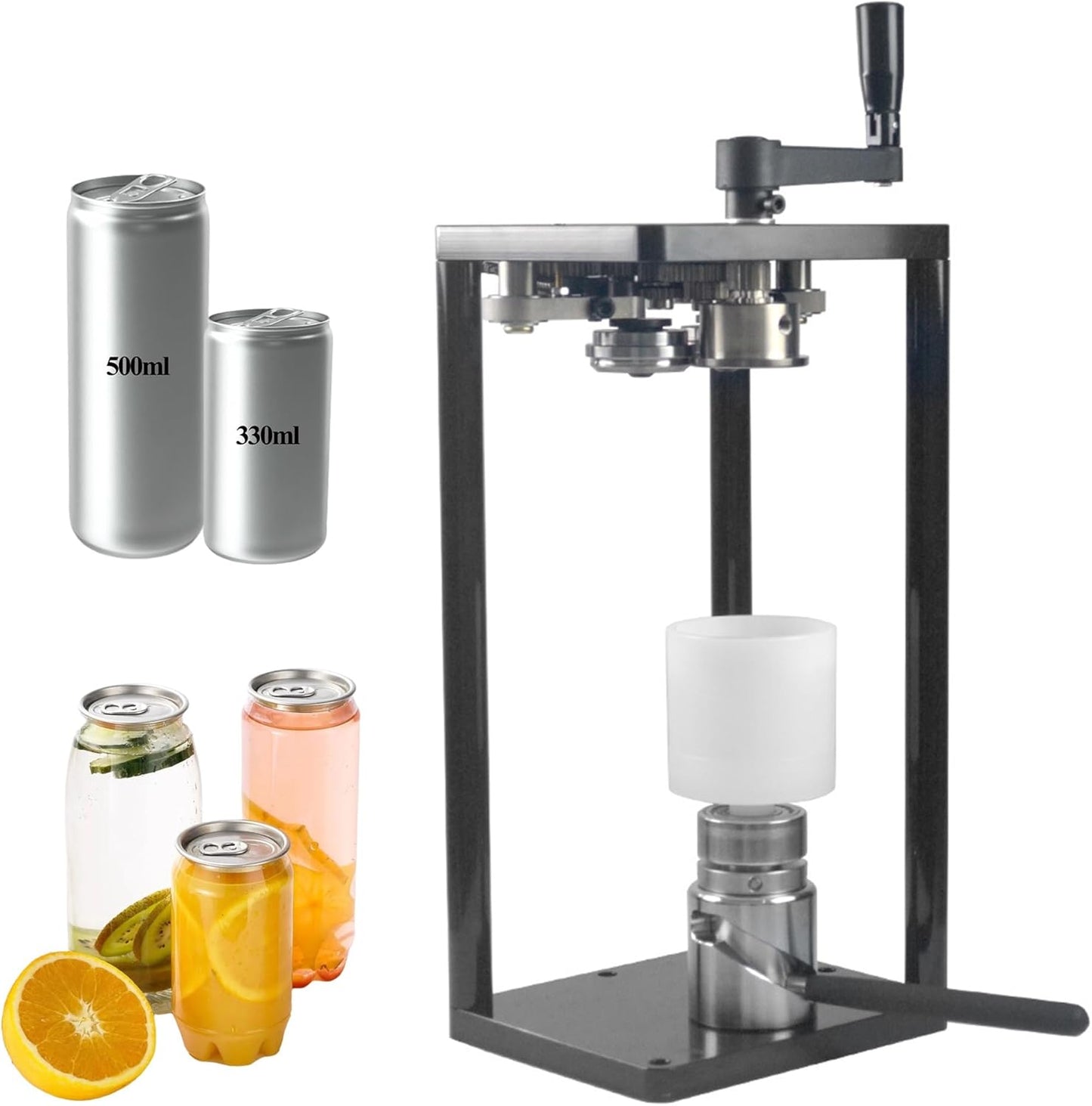 Can Sealer Machine, Hand Crank Canning Machine, Cup Can Sealing Machine, Manual Drink Can Seamer Sealer Tool for 330ml 500ml Jars Diameter 2.2in, Countertop Screw Mount Base
