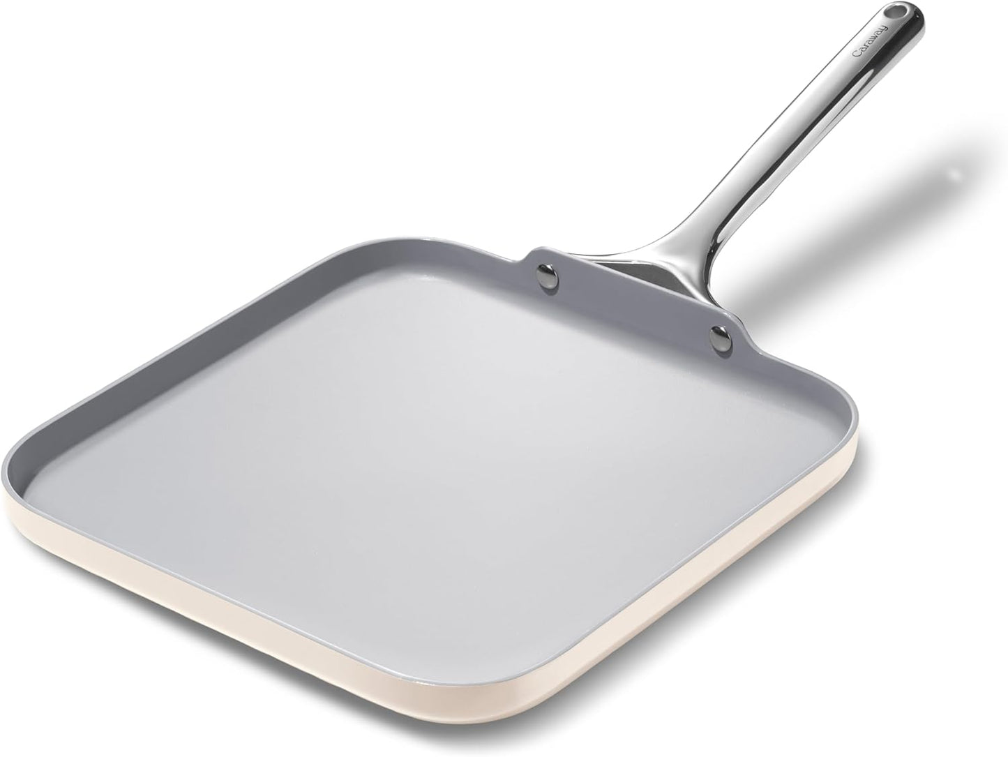 Caraway Square Griddle Pan - 11\u201D Square Pan - Non-Stick Ceramic Coated - Non Toxic, PTFE & PFOA Free - Oven Safe & Compatible with All Stovetops - Cream