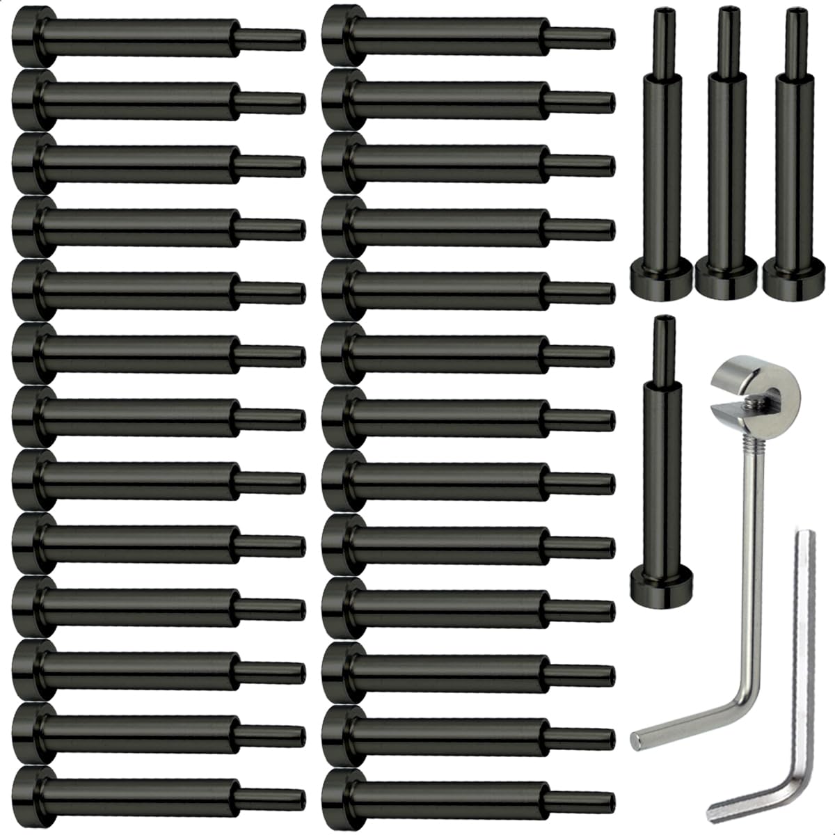 1/8 Black Invisible Turnbuckle Kit 30 Pcs, Stainless Steel Hardware for Wood & Metal Post Cable Railing System