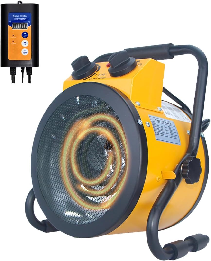 Greenhouse Heater with Thermostat,1500W Portable Outdoor Heaters for Patio,Greenhouse,Winter Plants,Grow Tent,Flower Room