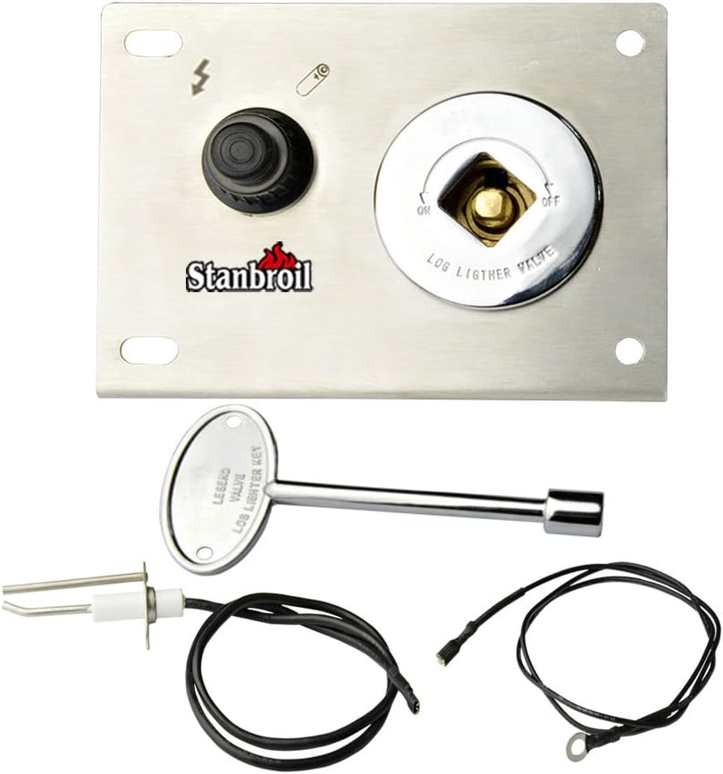 Stanbroil Fire Pit Gas Burner Spark Ignition Kit – Including Push Button Igniter Gas Shut-Off Valve with Key