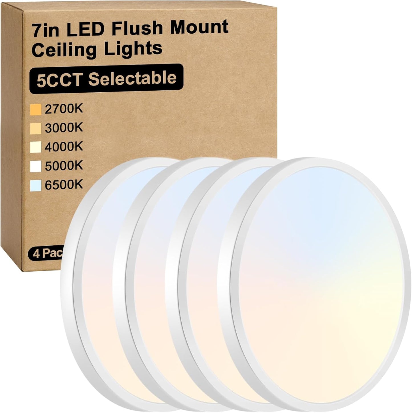 Brightever 7 Inch Flush Mount Ceiling Light, 12W 1200LM LED Ceiling Light Fixtures, 2700K\/3000K\/4000K\/5000K\/6500K Color Selectable, 0.67 Inch Ultra Thin Flat Ceiling Lights for Bedroom Kitchen Pantry