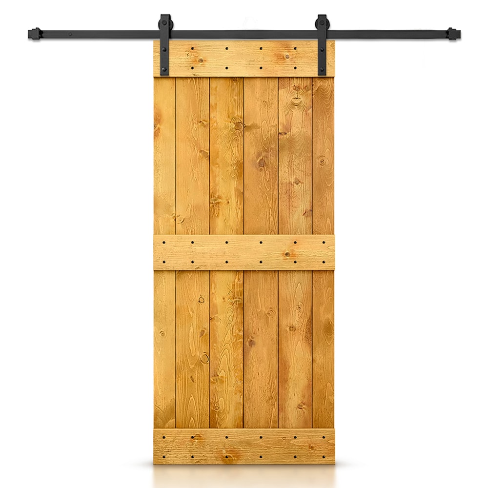 CALHOME 42-in x 84-in Colonial Maple Knotty pine Wood Solid core Single Barn Door (Hardware Included)