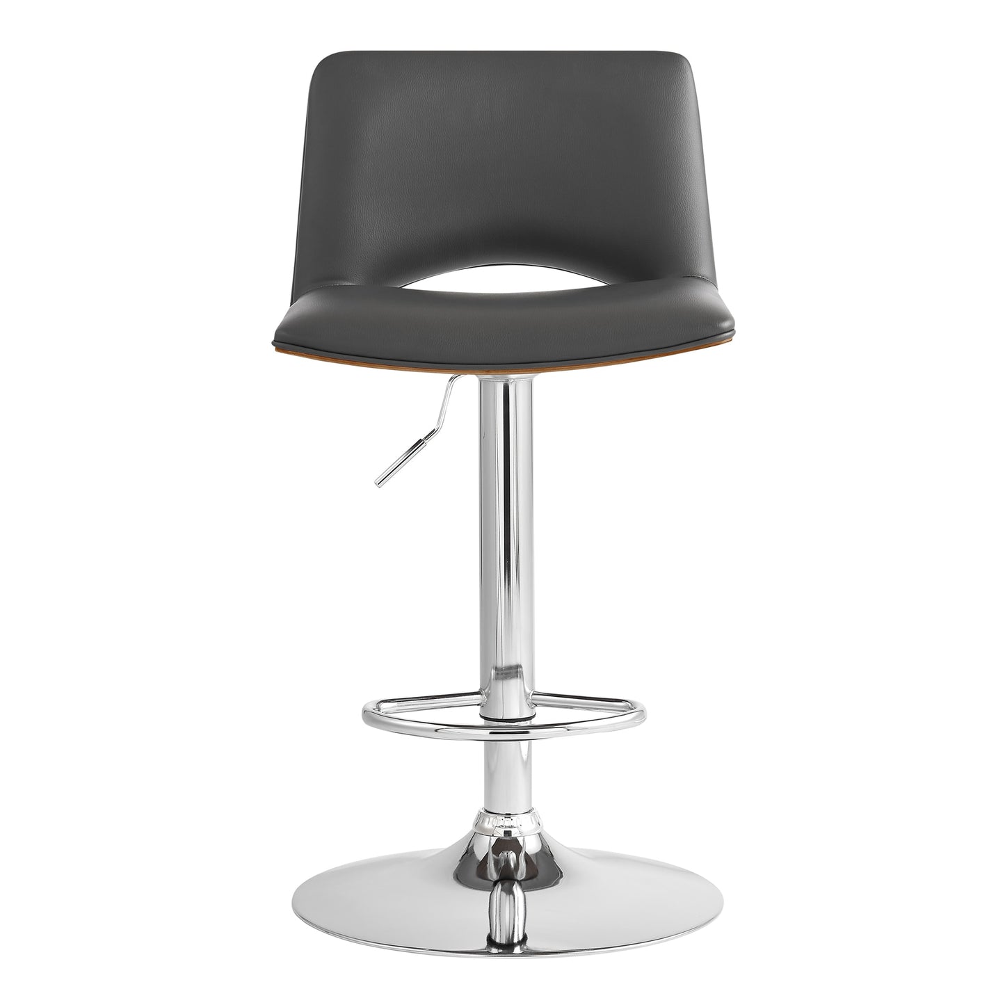 Armen Living Walnut 2426.0-Inches H Adjustable Height Tall Bucket seat Upholstered Swivel Metal Bar Stool and Back