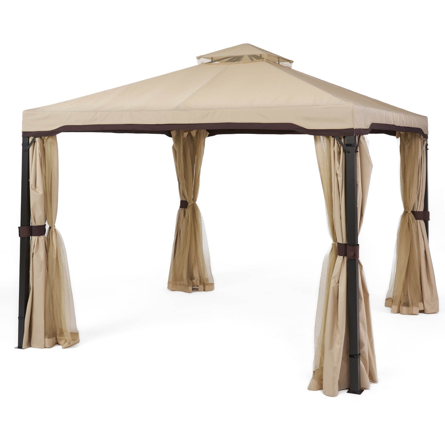 Best Selling Home Decor 9.83-ft x 9.83-ft Skyline Beige Gazebo with Soft Top Roof (Screen Included)