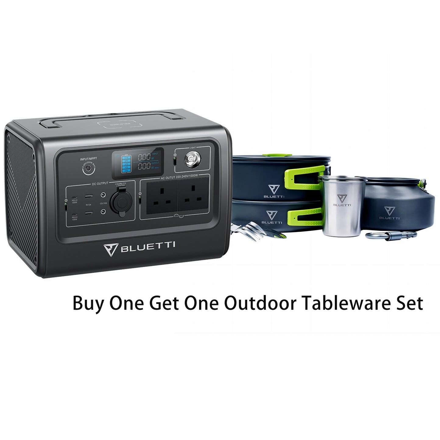 BLUETTI 716Wh 700-Watt Portable Power Station EB70+CBAG