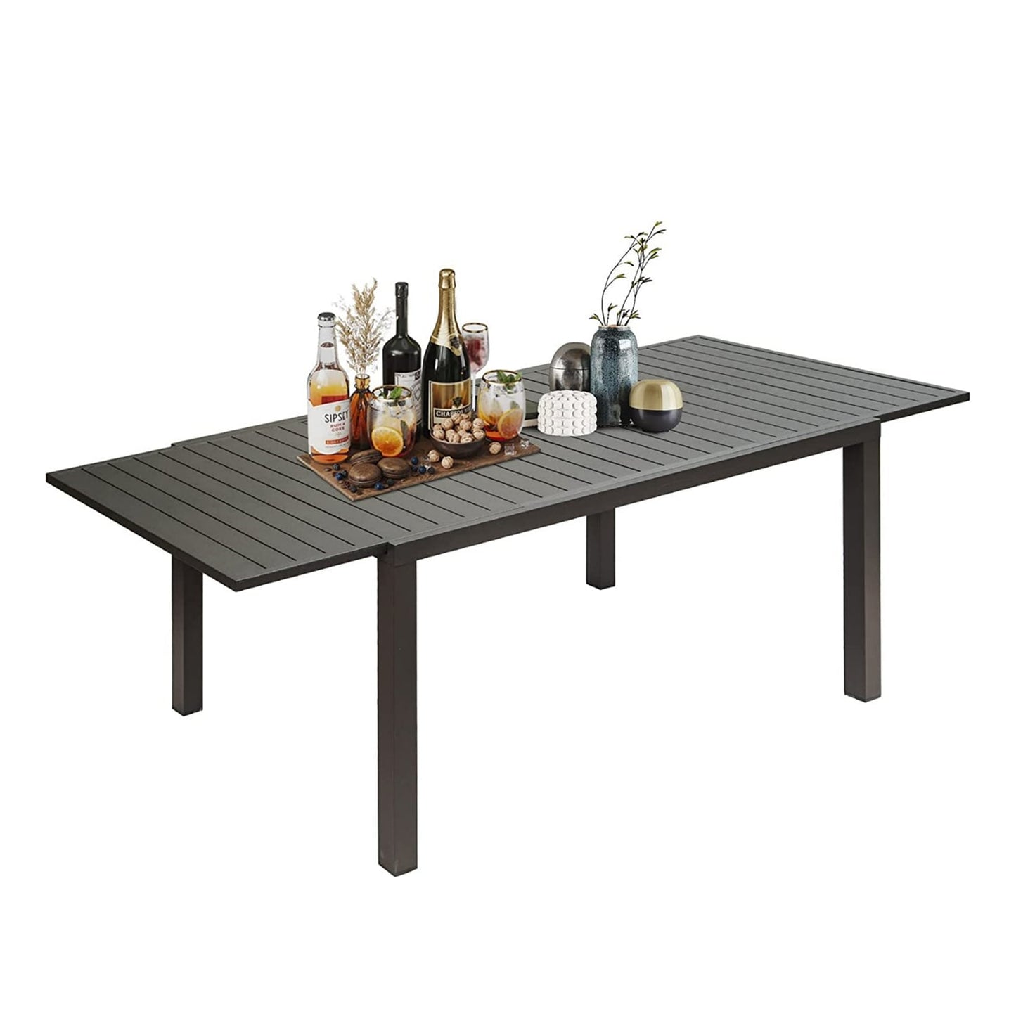 Mondawe Rectangle Extendable Outdoor Dining Table 37.4-in W x 88.98-in L