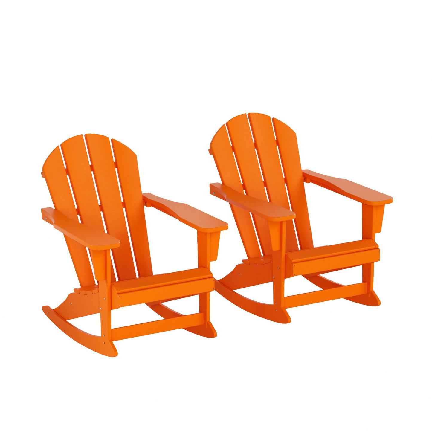 Westin Furniture Laguna Set of 2 Orange HDPE Frame Rocking Chair with Slat Seat