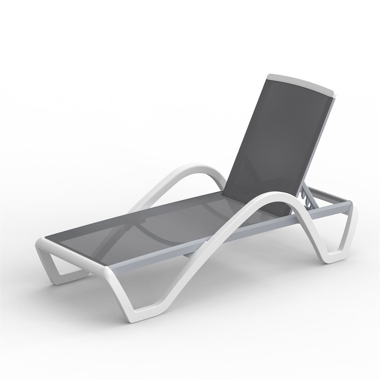 CESICIA Patio Chairs Gray Aluminum Frame Stationary Chaise Lounge Chair with Gray Mesh Seat