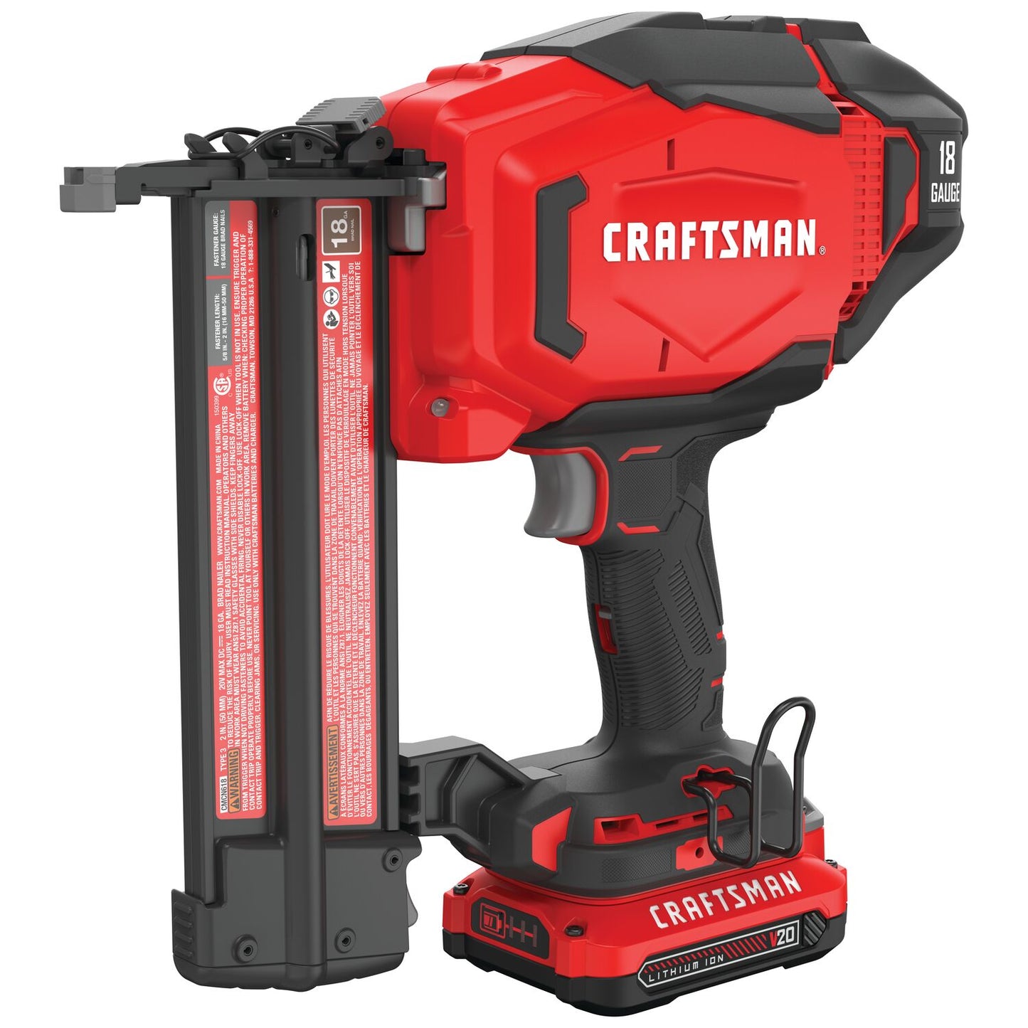 CRAFTSMAN V20 2-in 18-Gauge Cordless Brad Nailer (Battery & Charger Included) CMCN618C1