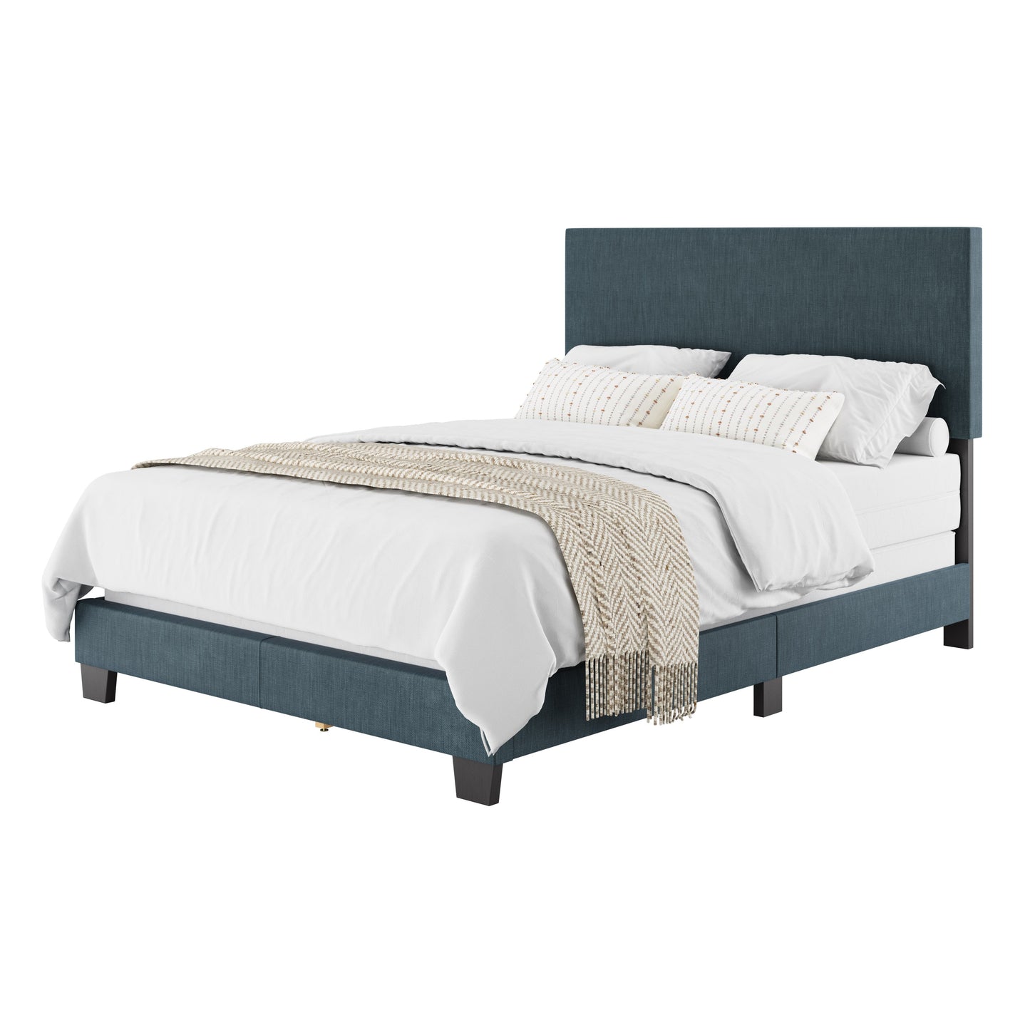 CorLiving Full Blue Wood Bed Frame with Headboard