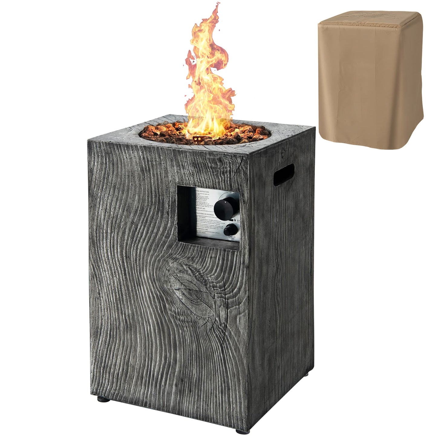 16-in W Black Portable Steel Round Liquid propane Fire pit