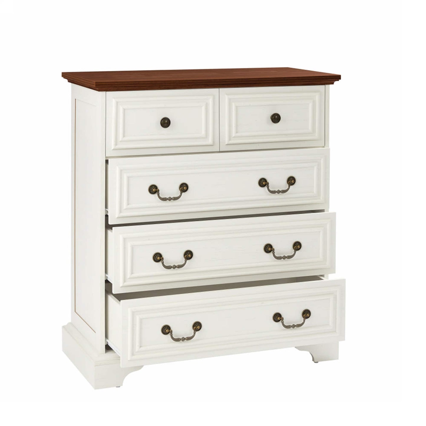 Bybafun White 5 -Drawer Standard dresser