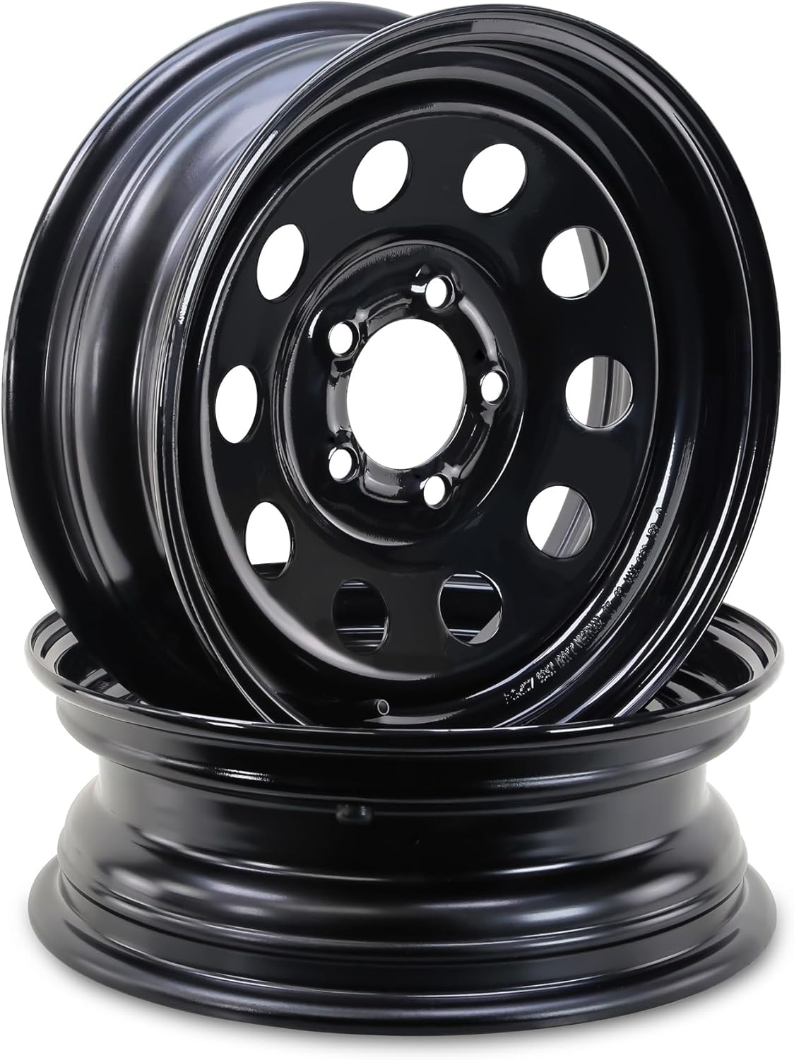 LIBRA 15 x 5 Trailer Wheels 5 Lug on 5" Bolt Pattern Black Mod, Set 2-17027