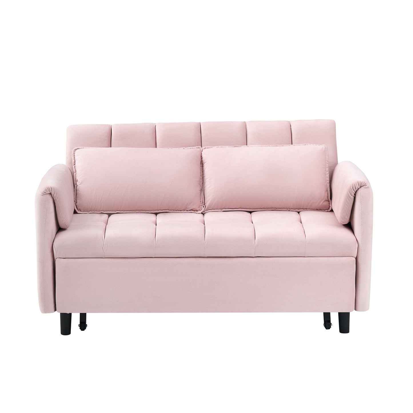 Bybafun 2 Seat Pink Casual Velvet Sofa bed